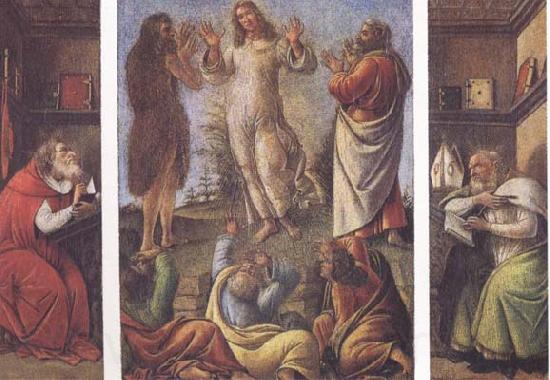 Sandro Botticelli Transfiguration,with St Jerome(at left) and St Augustine(at right) Norge oil painting art